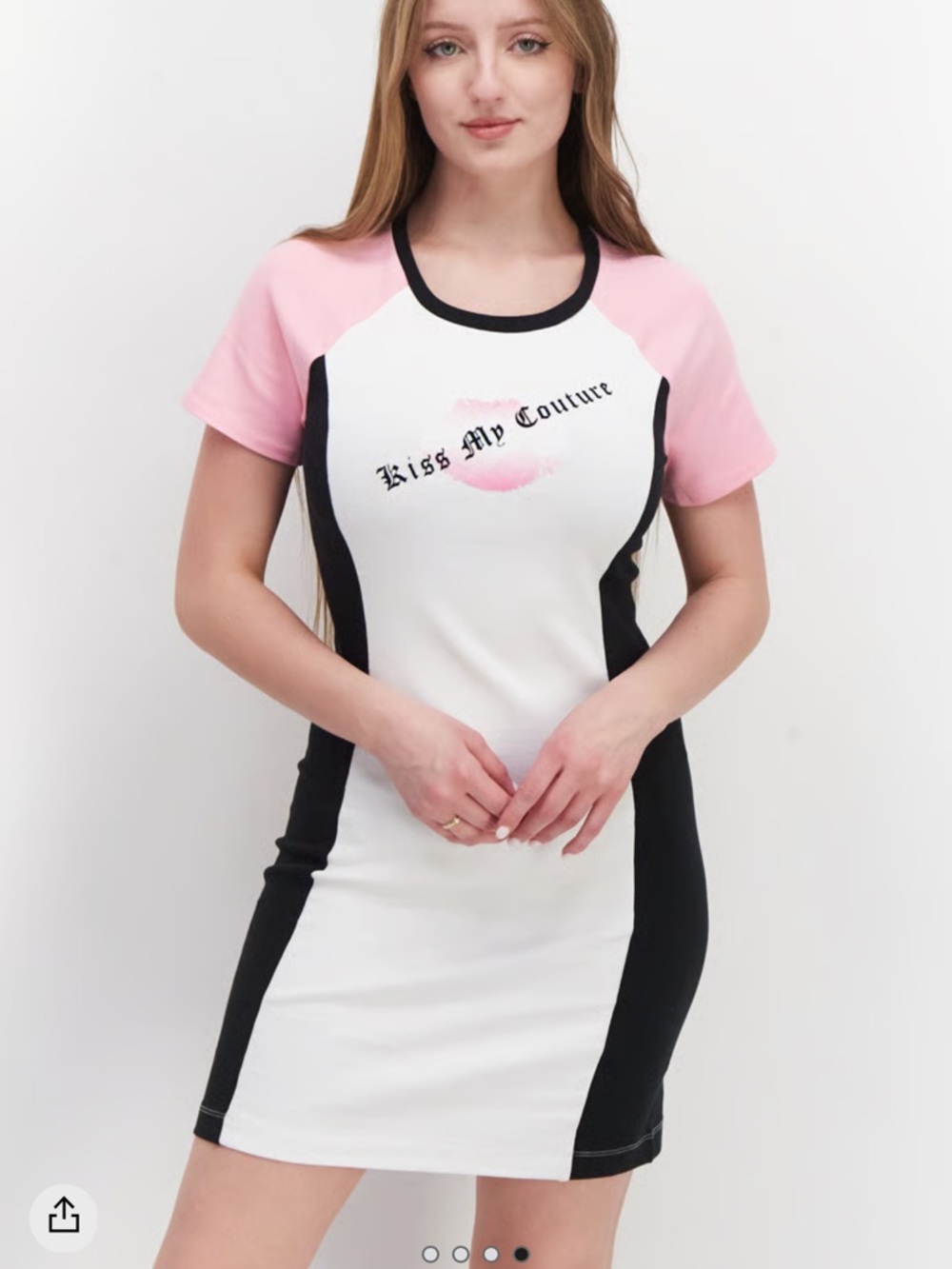 Juicy Couture White Pink and Black Colorblock Mini Dress